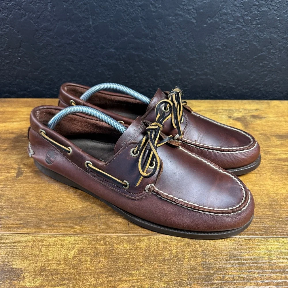 Timberland Classic 2-Eye 68546 Brown Leather Boat Shoe Mens 10.5W